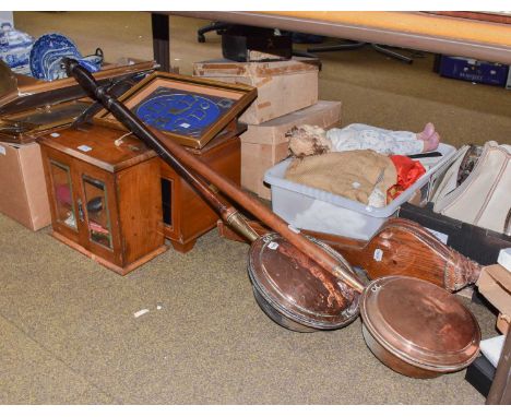 An oak smokers cabinet and contents including cased Meerschaum pipe, various lighters including Ronson, oak pipe rack, cased 