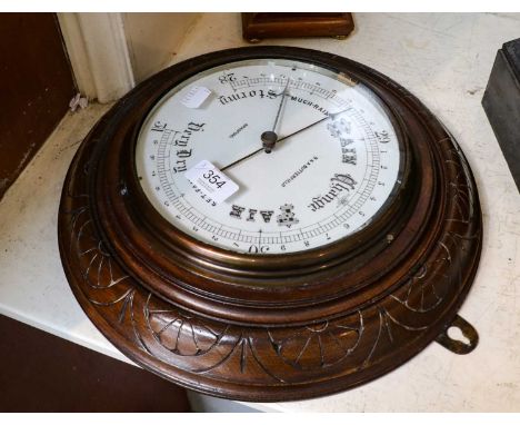 A Victorian mahogany cased wall hanging thermometer with brass dial, F.M Rimmington, Bradford, together with an Art Nouveau i