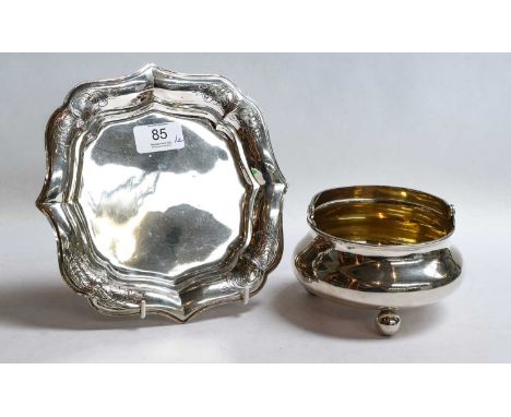 A Dutch Silver Dish and a Russian Silver Sugar-Basin, the First Maker's Mark Lacking, Probably Second Half 19th Century, shap