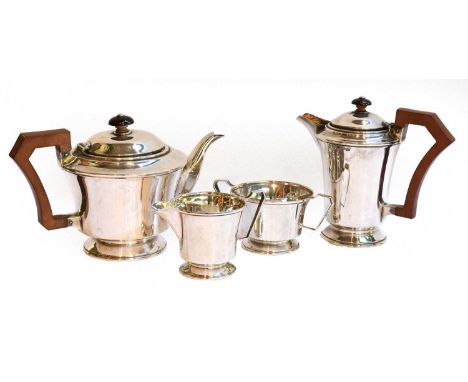 A Four-Piece George VI Silver Tea-Service, by Charles S. Green and Co. Ltd., Birmingham, 1940, each piece tapering and on spr