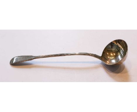 A Victorian Silver Soup-Ladle, by William Eaton, London, 1842, Fiddle Thread pattern, 35cm long, 8oz 15dwt, 273gr