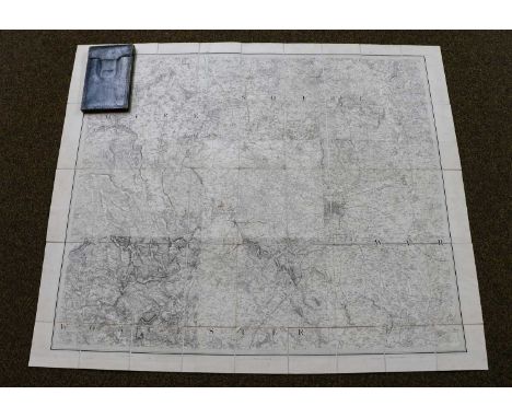 Ordnance Survey, Large Folding linen-backed Map, covering NE Shrewsbury, Warwickshire, Birmingham, Tamworth, North Worcesters