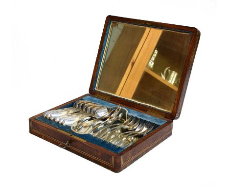 A Cased Set of Dutch Silver Teaspoons, by J. M. v. Kempen en Zn., Voorschoten, 1861, each Threaded Old English pattern, compr