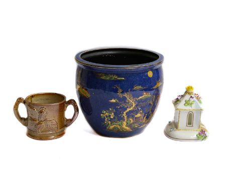 A collection of assorted British ceramics including a 19th century salt glazed inscribed frog mug, a Doulton Burslem vase, tw