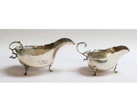An Edward VII and a George V Silver Sauceboat, The First by Charles Stuart Harris, London, 1904, The Second by Robert Stebbin