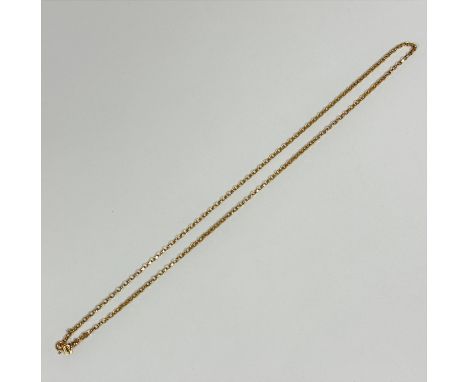 A 9ct gold belcher link chain necklace with circular clip fastening,  (24cm)  5.1g