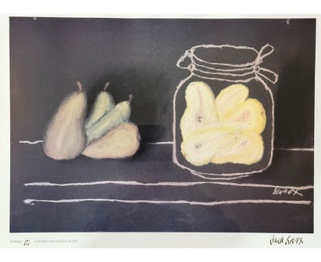 Jack Knox RSA RSW RGI (Scottish. 1936-2015) Pears, print 10/300 signed bottom right in stained mounted glazed frame. ( 30cm x