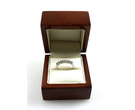 Platinum ring set diamonds, size O½, stamped 950, 3.4 grams, boxed 