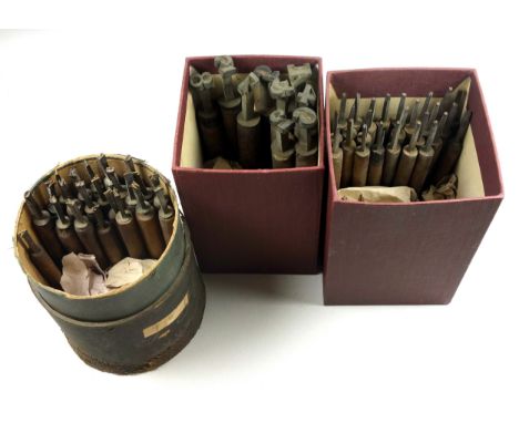 59 gold finishing hand tools of letters and numbers, (various fonts and sizes). (59) 