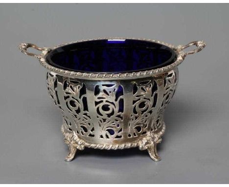 A SILVER SUGAR BASIN, by Adie Bros., Birmingham 1962, of bombe circular form, the cast and applied everted gadrooned rim with