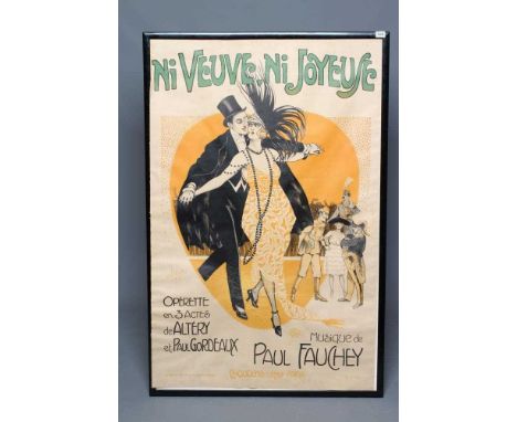 CLERICE FRÈRES'Ni Veuve, Ni Joyeuse', poster, lithograph in colours, 47" x 30", glazed and framed (Est. plus 24% premium inc.