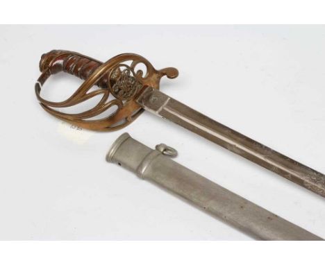 AN 1845 PATTERN INFANTRY OFFICER'S SWORD by Wilkinson, the 32 1/2" blade etched with maker's name and crown over VR amid scro