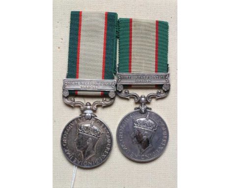 TWO INDIAN GENERAL SERVICE MEDALS 1936-39, one with a North West Frontier 1936-37 clasp awarded to Henry Sharman of the North