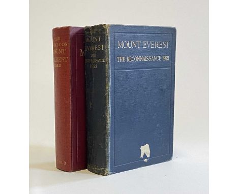 MOUNT EVEREST: The Reconnaissance, C K Howard-Bury, 1922, Edward Arnold, ex-Boots, poor condition WITH The Assault on Mount E