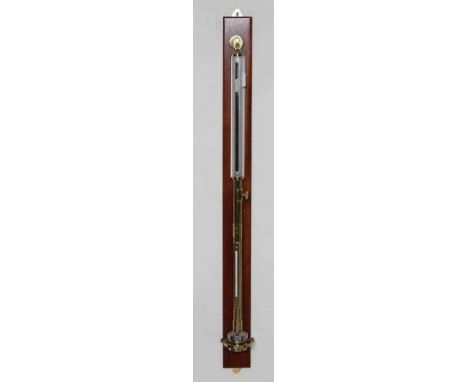 A BRASS MARINE STICK BAROMETER, modern, the glazed tube with silvered vernier scale stamped XO35 and signed F Dalton &amp; Co