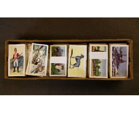 AMALGAMATED T.C., Mills, complete (18), inc. British Locomotives, Dogs, Holiday Resorts, Merchant Ships, Naval Battles, Army 
