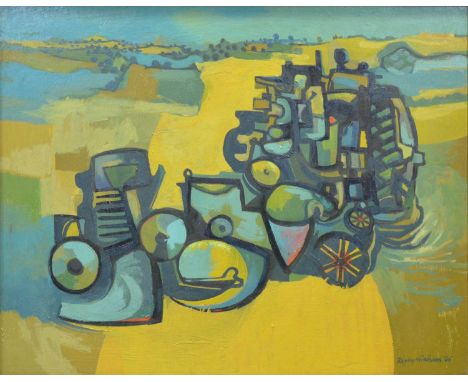 Rigby Graham, Machinery at Bruntingthorpe,1966, signed and dated, acrylic on board,61 x 76cm.Provenance:The collection of R G