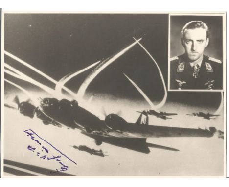 World War Two Hermann Graf signed 9x7 b/w photo. Hermann Graf (24 October 1912 - 4 November 1988) was a German Luftwaffe Worl