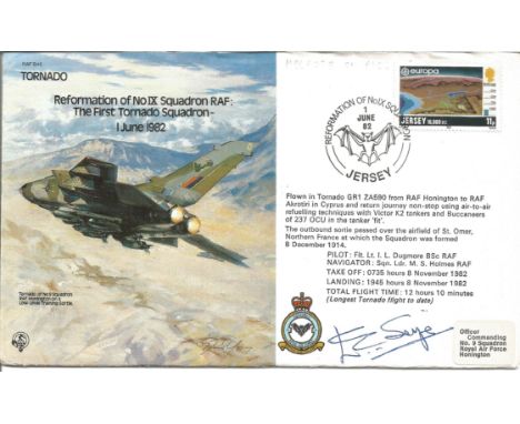 Reformation of No IX Squadron RAF The First Tornado Squadron 1st June 1982 signed RAF cover No 752 of 1475. Flown in Tornado 