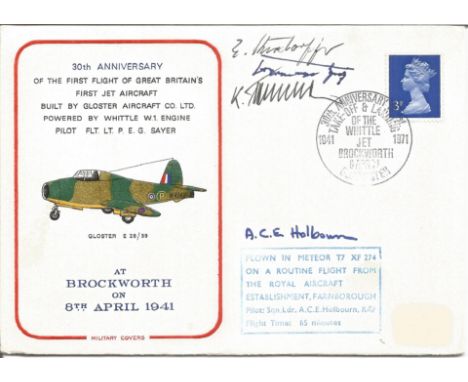 WW2 Luftwaffe aces multiple signed cover. 30th Anniversary of the First Flight of Great Britains First Jet Aircraft Gloster E