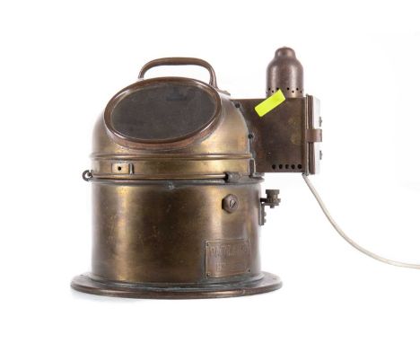 SHIP'S COMPASS BINNACLE EARLY 20TH CENTURY in brass surround with applied plaque for PATT.0183 NO. 21030 K, the dome top with