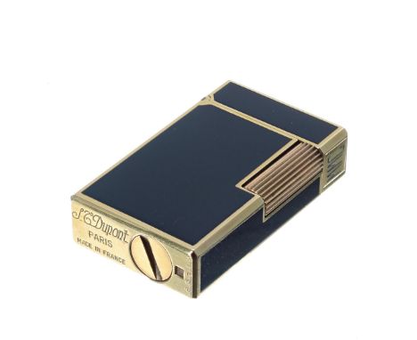 ST Dupont gold plated and lacquered cigarette lighter, initialled MMC to the hinged top, with Japanese text symbols to the si