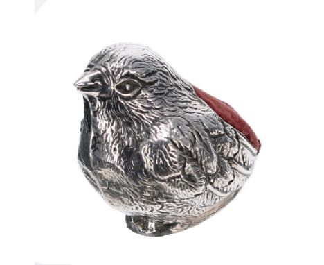 Edwardian novelty silver chick pin cushion, maker&nbsp;William Hair Haseler Ltd, Birmingham assay hallmark, 39mm high (date m