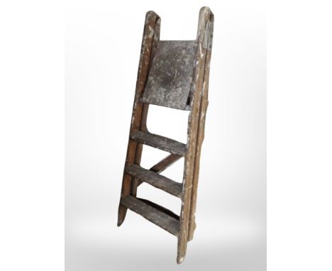 A vintage wooden folding step ladder, height 120 cm 
