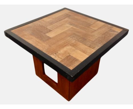 An Art Deco style teak and ebonised square lamp table, width 65 cm 