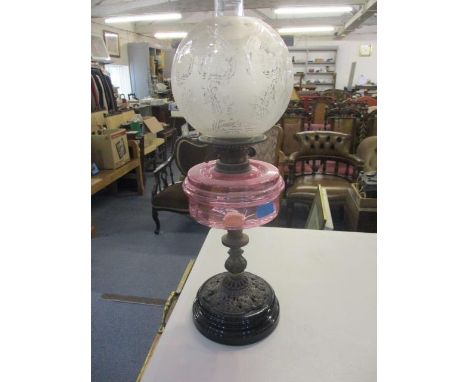 A Victorian oil lamp A/F 