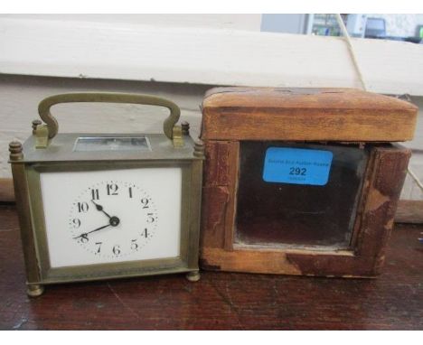 A late 19th century French brass cased carriage clock with fitted case 