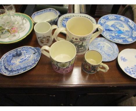 A quantity of blue and white ceramics to include Spode, together with mixed china to include a 1958 Royal Doulton limited edi