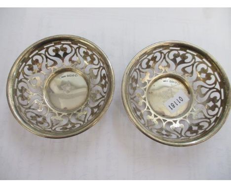 A pair of silver Masonic pierced trinket dishes 