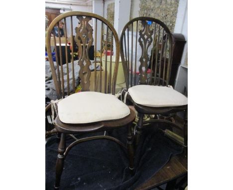 A set of six Windsor stick back chairs with crinoline stretchers and a 1930s mahogany gate leg table, 29 1/4" h x 56" w 