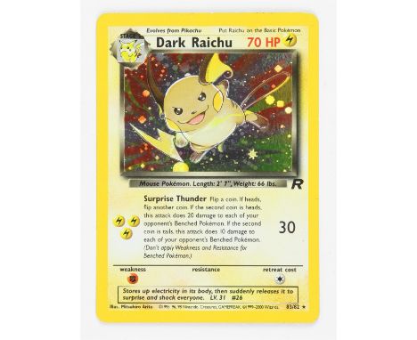 Pokemon TCG. Dark Raichu Holographic. Unlimited Dark Raichu from the Team Rocket expansion released in 2000. Considered the f