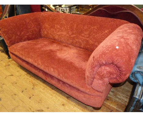 Tetrad Chesterfield style sofa in scarlet foliate pattern fabric