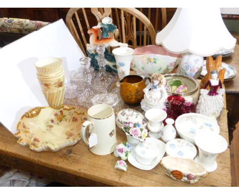 Royal Worcester blush shell dish and vase, trinket set, Wedgwood vases and dishes, Staffordshire deer, Maling lustre vase, fi