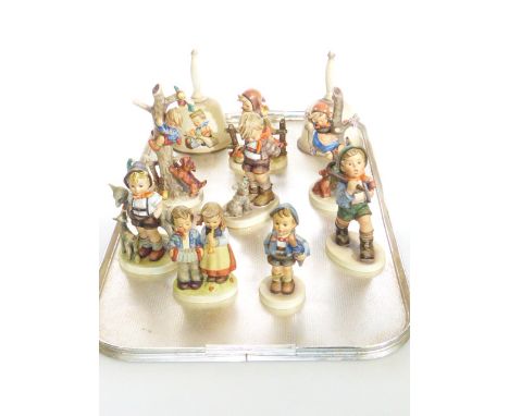 Collection of eight Goebel figures and two bells (10)