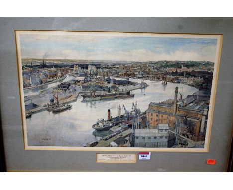 Leonard Russell Squirrell - The Port of Ipswich from the Big Gas Holder, 1938, lithograph, 30x48cm