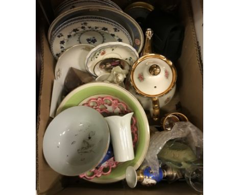 Seven boxes of assorted decorative china and glassware, to include plates, vases, figurines, etc and a Grays Pottery combinat