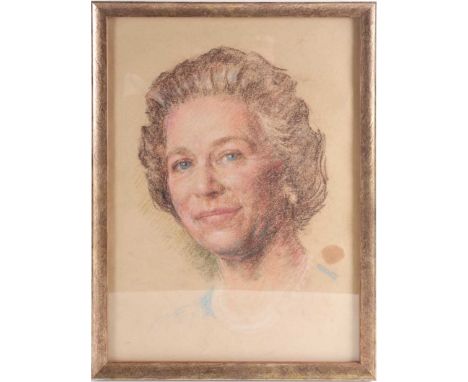 Bernard Hailstone (British, 1910-1987), 'Queen Elizabeth II', preparatory sketch, pastel on paper, framed and glazed. 34.5cm 