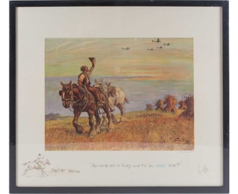 Charles Johnson Payne, 'Snaffles' (British, 1884 - 1967), ' Forrard on m'lads and hit em ard!!' signed in pencil, colour phot