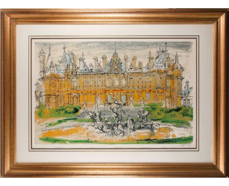 John Piper (1903-1992) British, 'Waddesdon Manor, silkscreen, signed and limited edition of 24/75. 68 cm x 103 cm framed and 