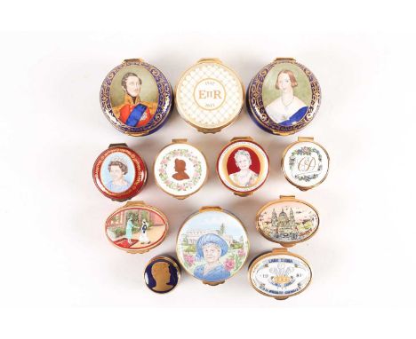 A group of late 20th and 21st-century enamel / Bilston boxes, all of British Royal interest, to include examples by Crummles 