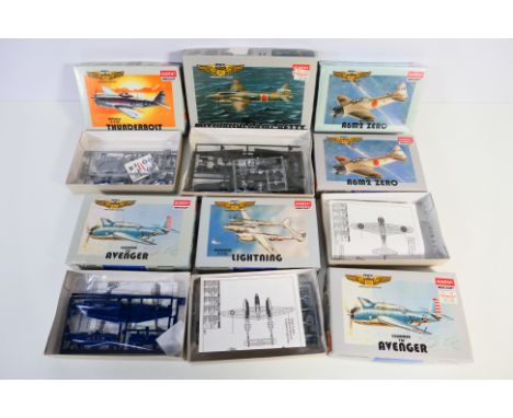 Academy - A squadron of seven 1:144 scale plastic model military aircraft kits from Academy. Lot includes Academy #4413 Repub