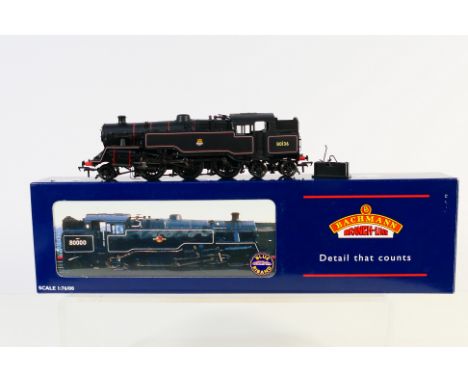 BACHMANN BRANCHLINE BLUE RIBAND - a boxed 00 gauge model 32-355 Standard Class 4MT Tank BR Lined Black E/Crest Weathered. The