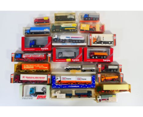 R&H - Herpa - Roskoff - Rietze - Others - 22 boxed HO/1:87 scale plastic model trucks. Lot includes Herpa #858006 MAN Tipper;