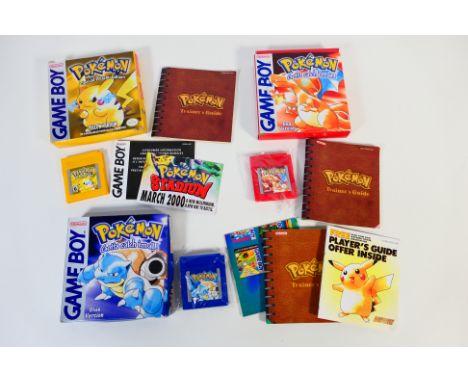 Nintendo - Three boxed Nintendo Pokemon Games. Lot consists of Pokemon Red Version; Pokemon Blue Version; together with Pokem