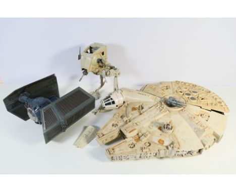 Kenner - Star Wars - A collection of unboxed vintage Star Wars craft including Millennium Falcon, Tie Fighter and Scout Walke