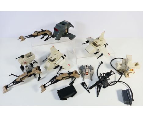 Star Wars - Kenner - A collection of unboxed Star Wars vehicles and parts including 3 x Speeder Bikes, Mobile Laser Cannon Mi